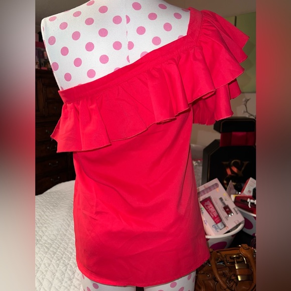 New, Lavishly Paris Women’s Absolutely Exquisite One Shoulder Ruffle Trim Blouse - Picture 10 of 15